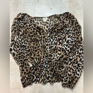 Michael Kors Sheer Leopard Print Blouse Size Small Petite